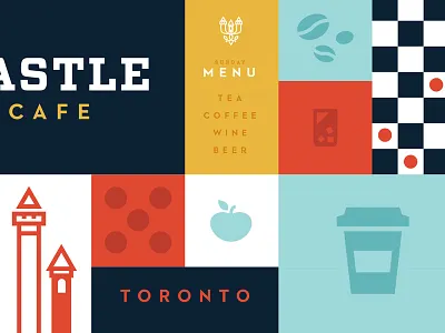 Clean lines mockup cafe castle coffee icon mark stamp