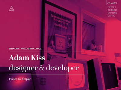 Adam Kiss 2013 – personal site 2 art directed big grid photo purple red sans serif serif white