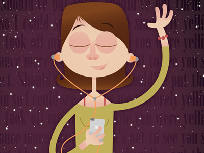 Myself girl illustration moon music vector