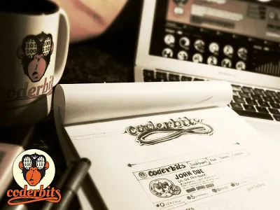 Coderbits Beta beta coder coderbits dribbble invitation logo mug scene sketch ui ux