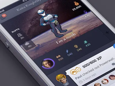 Health + Game (activity page) app blue dark game green health ios iphone progress bar purple ui ux