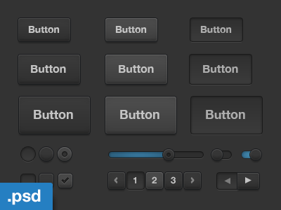 Simple Dark Ui Kit buttons clean free psd simple ui ui kit