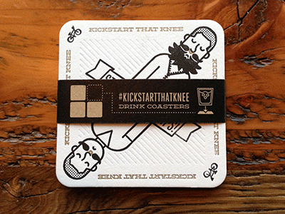 Black & Gold (gif) beard coaster fundraising gold illustration letterpress limited edition mustache