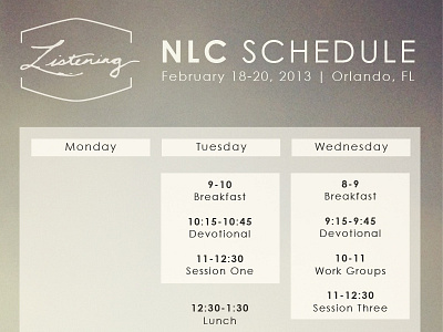 Schedule badge fog instagram lines listen listening mist nature schedule sky tress type typography woods