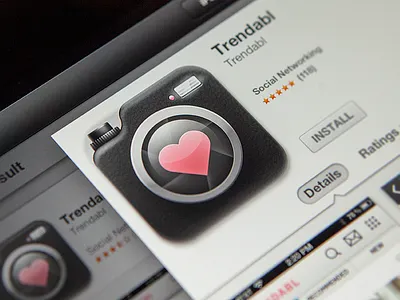 Trendabl icon 3d app button camera dslr flash heart icon identity illustration ios ipad iphone logo mark pencil pink sketch