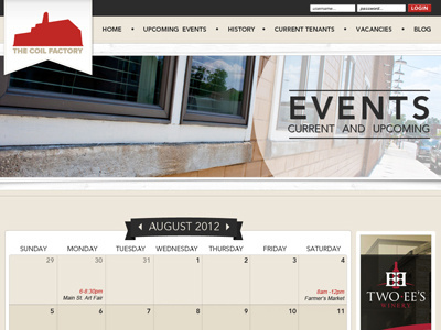 The Coil Factory - Inner Page Concept banner design home town html responsive roanoke screen small town the coil factory web wood