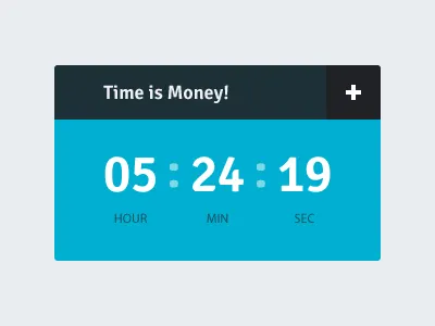 Time is Money Widget blue clean flat grey interface minimalist off white simple ui white widget
