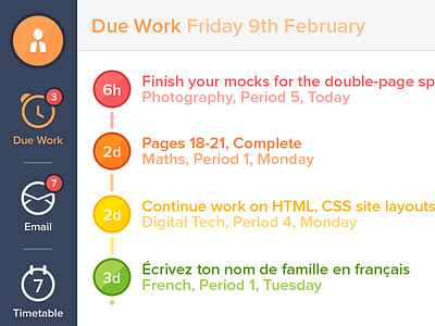 Dashboard UI chat dashboard dates due work email icons mac school tasks timetable ui windows