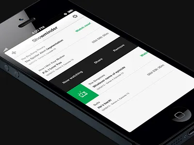 Showminder - Reminder for TV shows app idea concept idea ios iphone app mockup reminder showminder tv show white