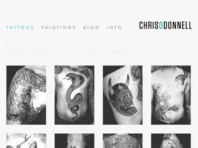 Chris O'Donnell Tattoo blog design minimal portfolio responsive tattoo website