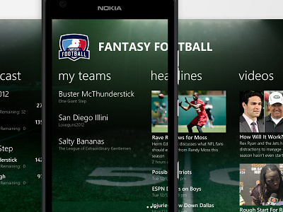Fantasy Football App (Unbranded) app fantasy football football panorama stadium ui windows phone