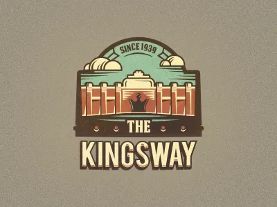 The Kingsway #1 adline badge badges branding brassai building canada cloud clouds color palette crown designer emblem film image king logo logo design logo designer movie old retro spot szende theater theatre toronto vintage