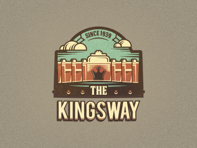 The Kingsway #1 adline badge badges branding brassai building canada cloud clouds color palette crown designer emblem film image king logo logo design logo designer movie old retro spot szende theater theatre toronto vintage