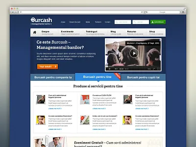 Burcash V.2 burcash coach events homepage layout design money money management romania training