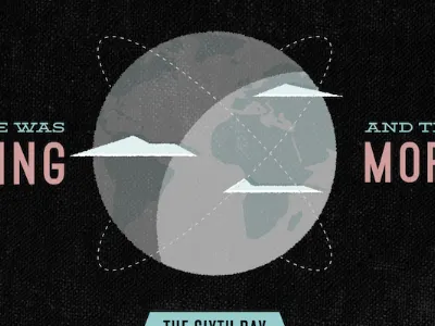 The Sixth Day clouds earth space typographic verse