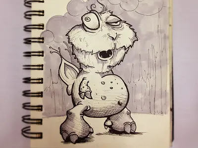 Glubert The Tooth Fairy art black character illustration ink paper pen pencil portfolio sketch texture