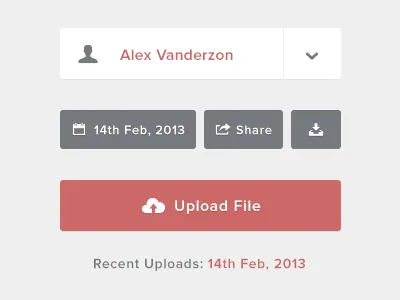 Upload UI Elements app clean date design download dropdown entypo file flat grunge icons menu minimal psd red share ui ux web