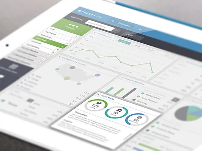 Expanded View accordian blue color dashboard data design expanded graph green handsome map metrics palette pie chart sleek social trendkite ui ux