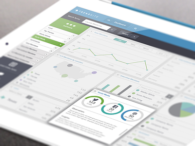 Expanded View accordian blue color dashboard data design expanded graph green handsome map metrics palette pie chart sleek social trendkite ui ux