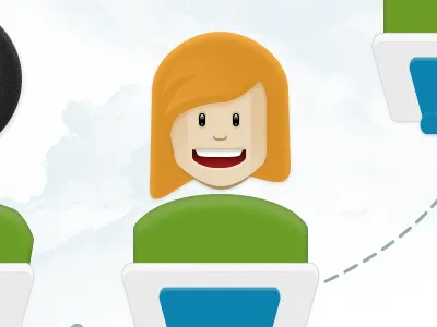 Kids network avatar boy boys cartoon clouds faces girl icons illustration laptop network