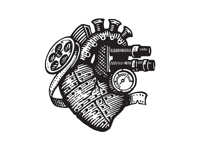 Heart black forefathers heart illustration linework steampunk white