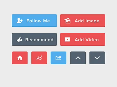 Flat UI Buttons (PSD Included) buttons down flat follow free freebie home image psd share ui up video
