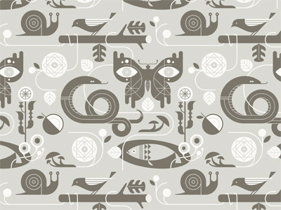 Summertime bird butterfly flowers illustration leaves mushrooms pattern pillow snail snake summer summertime