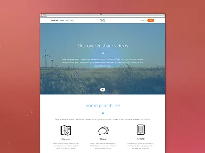 Telly About Pages clean design flat flexible responsive telly video web white