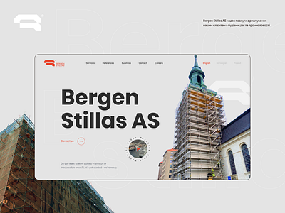 Bergen Stillas AS branding building business case study design grey illustration real estate red ui ux webdesign