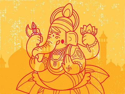 Lord Ganesh design elephant flower ganesh god hindu illustrator india lotus nose trunk vector