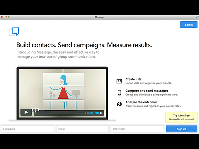 Just Launched: Message animation app minimal responsive sign up simple soleil white