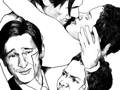 Dribbble 076 black contrast drawing hatching hollywood illustration oscars