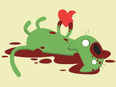 Zombie Kitten Wants Your Heart cat illustration kitten zombie