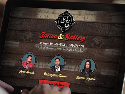 Handcrafted Miami clean design gallery landing page layout red tattoo ui ux website