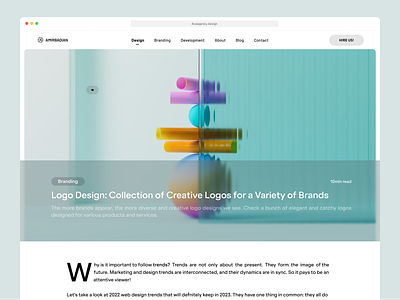 Blog Design page agency app article blog blog page branding design logo minimal portfolio ui web web design website