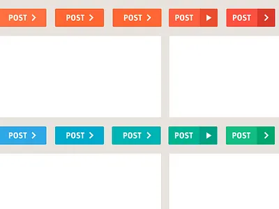 Rebounding Prismatic Buttons with Arrows and Borders blue buttons clean colors flat green grid minimal minimalist orange post prismatic psd red simple swiss ui web