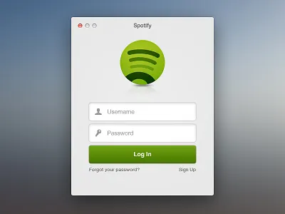 Spotify Login Window app application download for free freebie green login mac music password photoshop psd spotify ui username window
