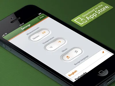 Filibaba Meals Settings button music settings temperature toggle
