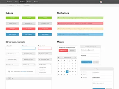 UI kit buttons form modal navigation notifications progress ui ui kit