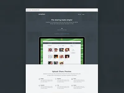Jumpshare brand drag icons identity layout login preview signup slider ui upload us website