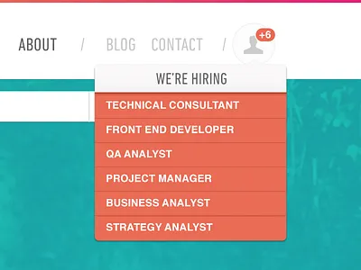 Hiring Navigation drop down fly out hiring menu navigation