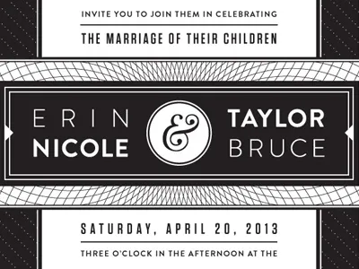 Fin. ampersand black and white dots heart invitation map seal wedding