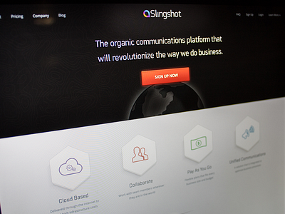 Site Head - Almost finished big button button cover globe hexagons icons landing page mike busby site head toronto ui user interface