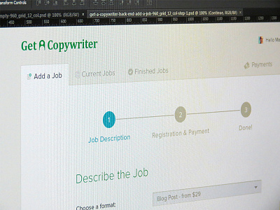 Get A Copywriter Back End blog copywriter dropdown form icons order post price purchase ui ux words