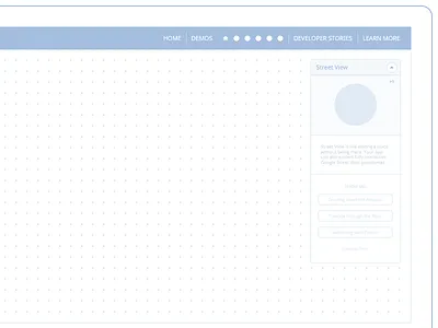 Wireframe - More than a map api blue buttons circle google ipad light street view white wireframe