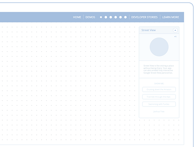 Wireframe - More than a map api blue buttons circle google ipad light street view white wireframe