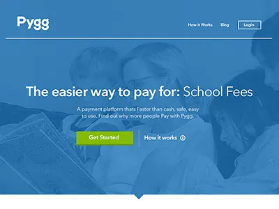 Pygg homepage app avenir blue homepage nexa pattern pollenizer rebrand startup tabs web