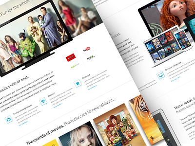 TiVo amazon cover devices dvr hulu landing page layout netflix pixar poster series sports tivo tv tv shows web design white space whitespace youtube