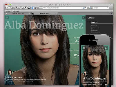 Medium Profile Concept concept green interaction medium mobile photo photography portfolio profile type typography ui ux web website