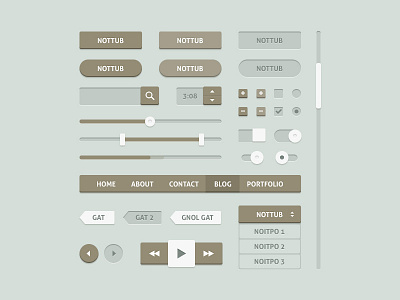 Pillow UI - Free download button checkbox dropdown free freebie hover interface player pressed scroller sleek tag ui